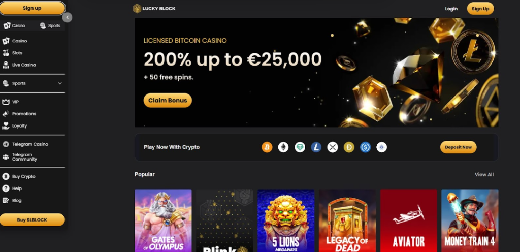 Lucky Block Cash App Casino Welcome Bonus Display